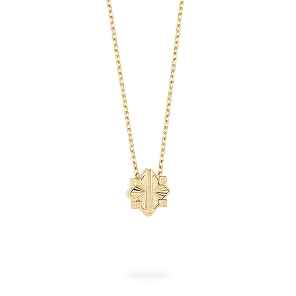 Guilloch&eacute; Yellow Gold Pendant Necklace, Extra-Small